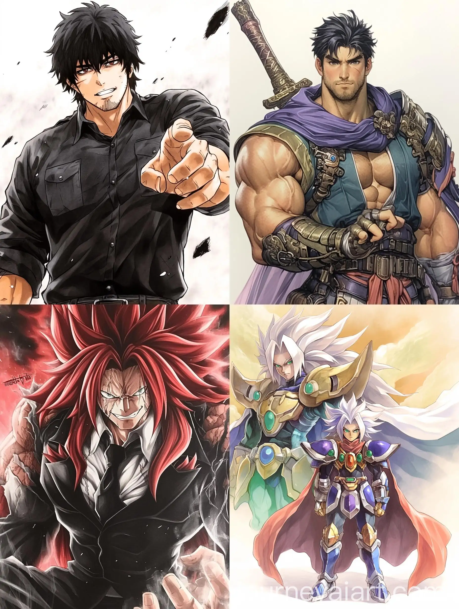 Old-Manga-Style-Hero-Character-with-Bright-Colors-and-Hatching