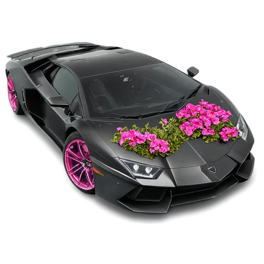 Lamborghini-Surrounded-by-Pink-Flowers-PNG-Elegant-Luxury-in-Natures-Embrace