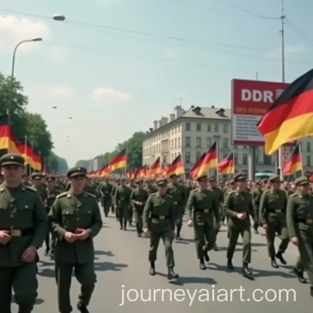 East-German-Army-Parade-with-DDR-Flags-on-Sunny-Street