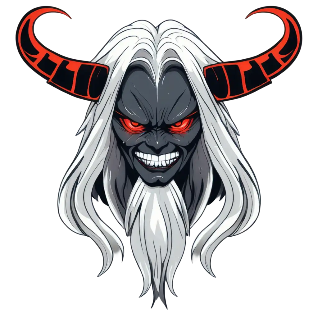 Cyber-Oni-Demon-Head-with-Black-Mask-PNG-Image-Handdrawn-Line-Art-Style