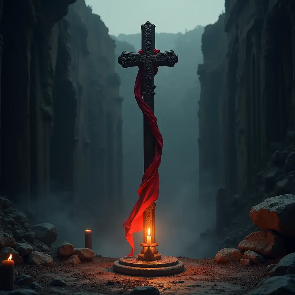 Majestic-Dark-Wood-Staff-Symbolizing-Hope-in-Ruins-of-Astagarth