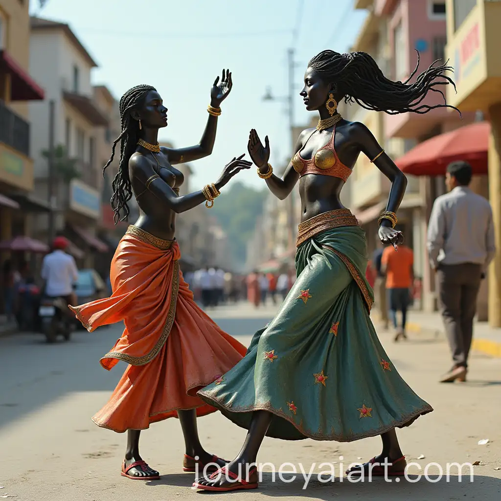 IndianAI-Art-Prompt-Expansion-Roadside-Dancing-Women-Sculpture
