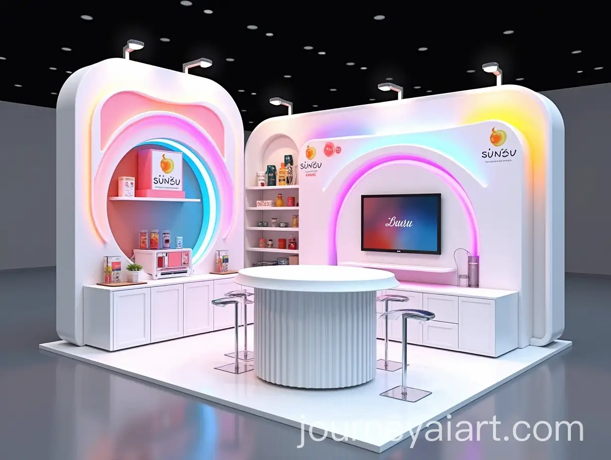 Futuristic-Event-Booth-Design-with-Colorful-Curves-and-Product-Display