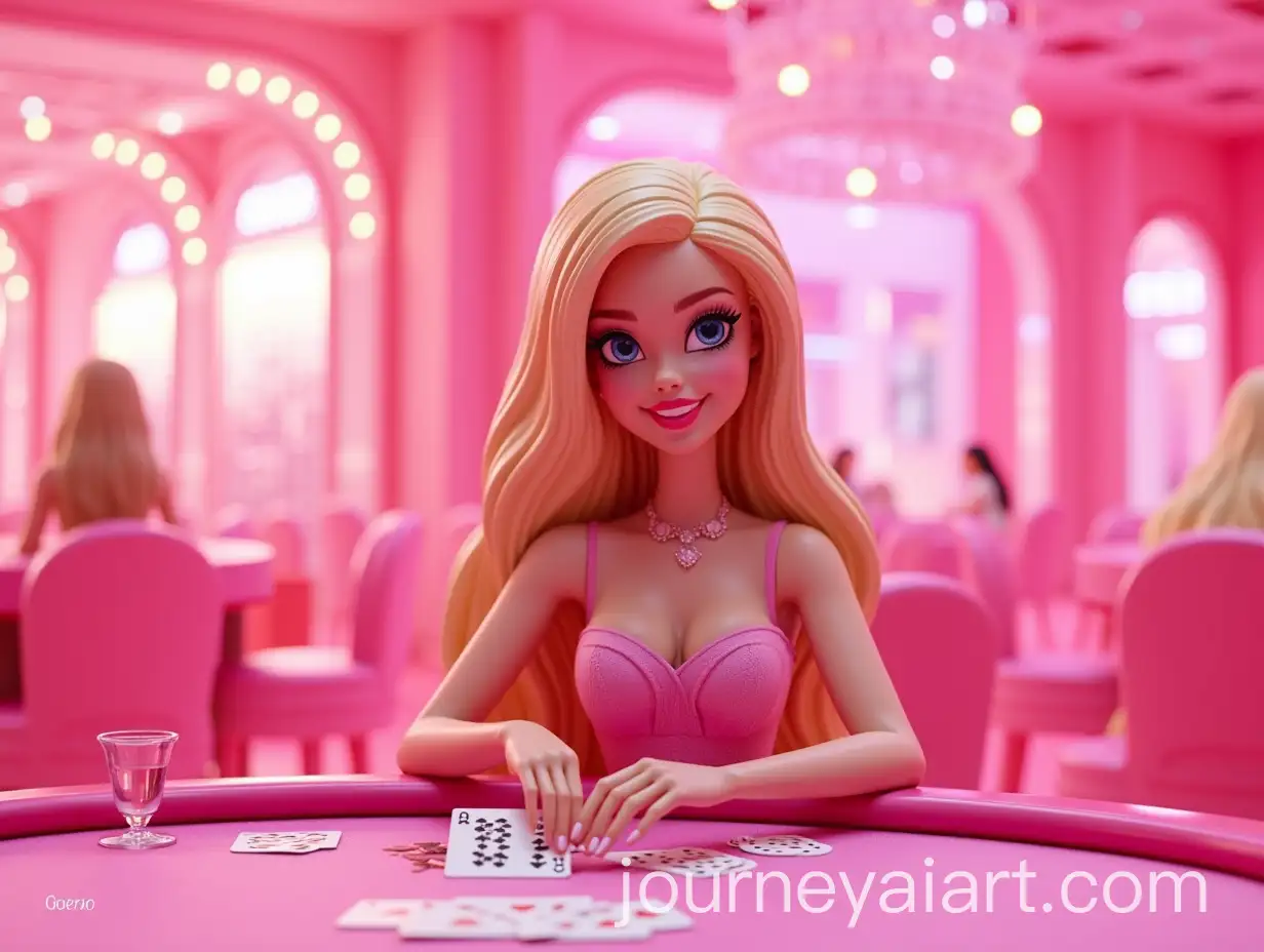 Barbie-Girl-Playing-Cards-in-Vibrant-Pink-Casino-Setting