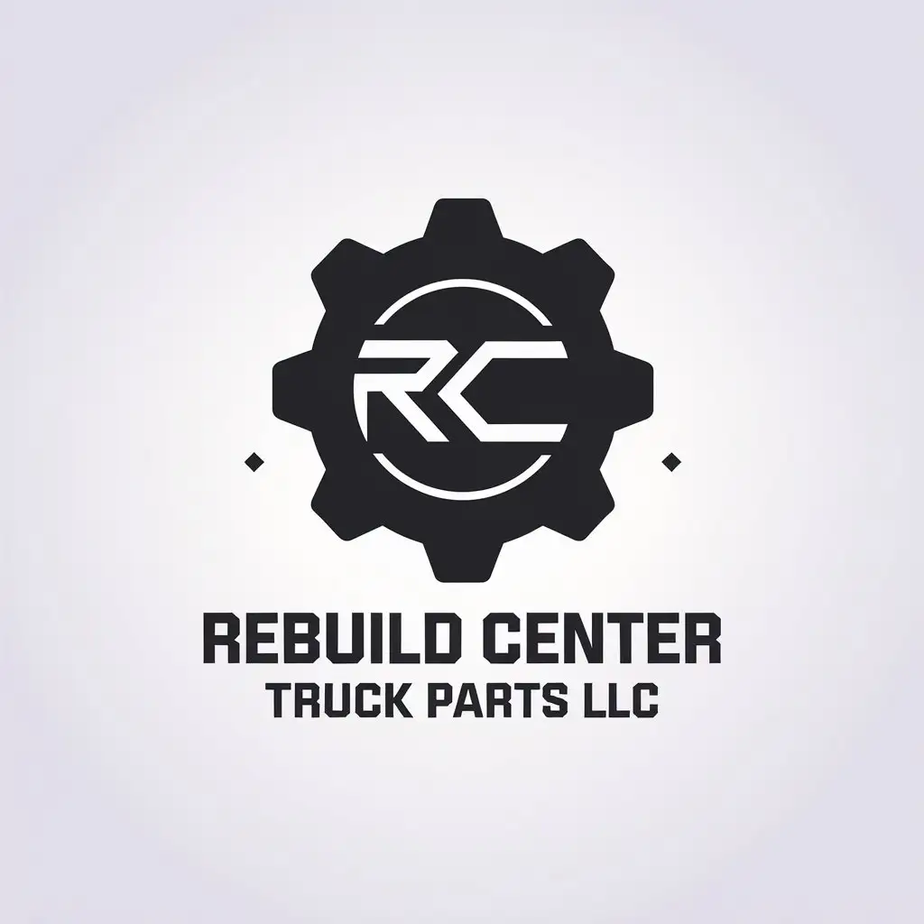 LOGO Design for Rebuild Center Truck Parts LLC Gear with RC in the Center Professional Clean Arial Black Font