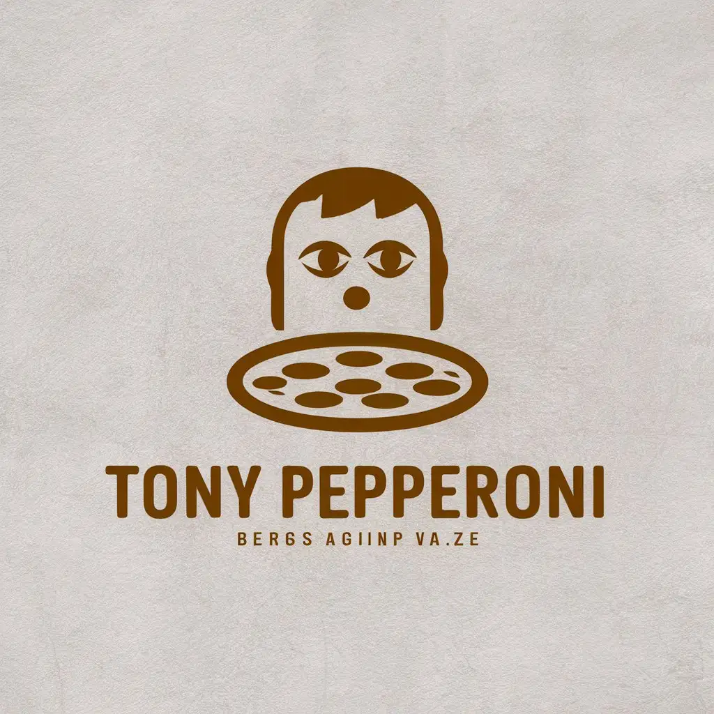 LOGO Design for Tony Pepperoni Minimalistic Person with Four Eyes Looking at Pizza