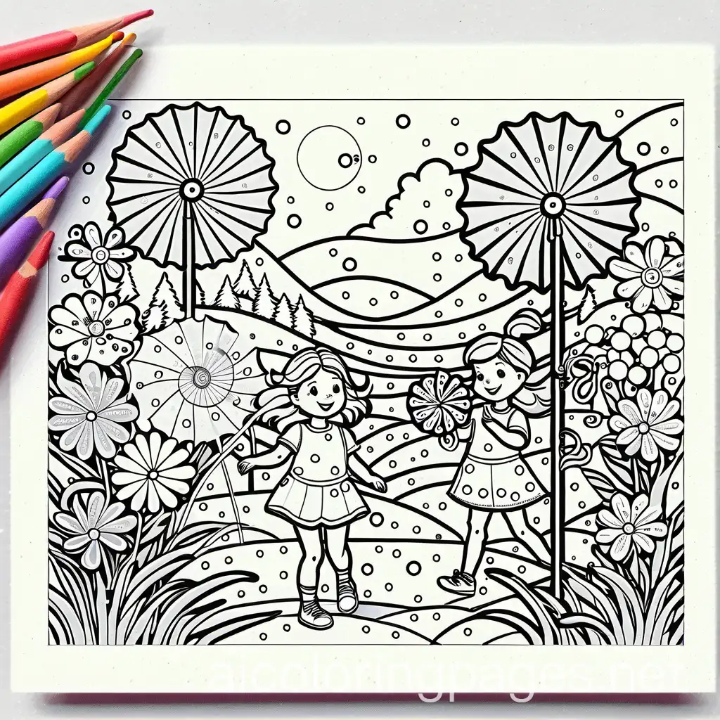 Children-Playing-with-Pinwheels-Coloring-Page