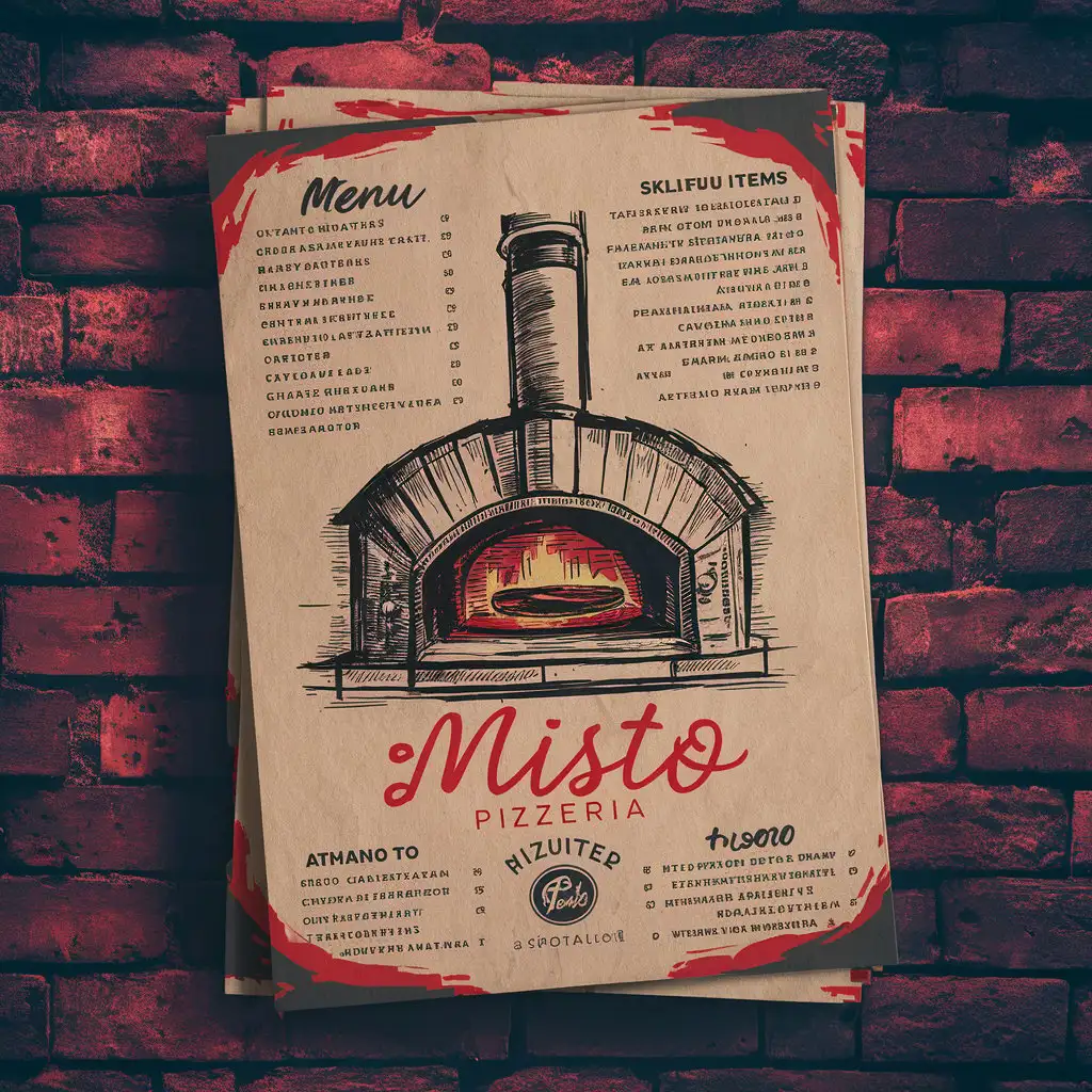 Vintage Sketched Menu Cover for Misto Pizzeria