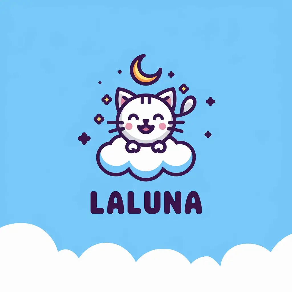 LOGO-Design-for-LaLuna-Joyful-Cat-and-Moon-Theme-with-a-Clear-and-Moderate-Background