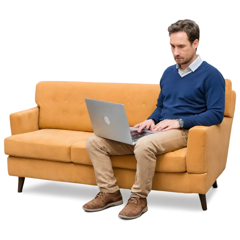 Man-Sitting-on-Couch-with-Laptop-PNG-Image-for-Professional-Use