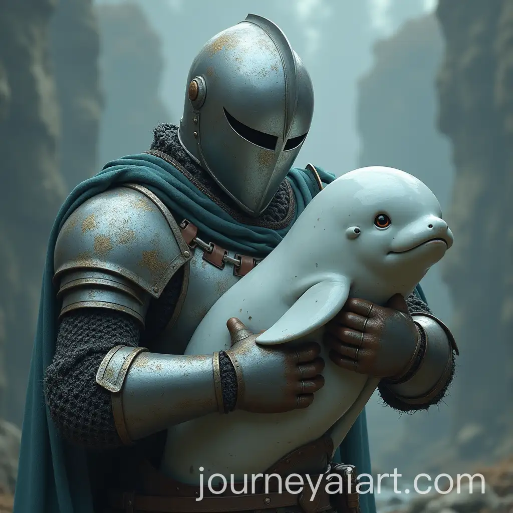 Weary-Knight-and-a-Brave-Baby-Beluga-Whale-in-Armor