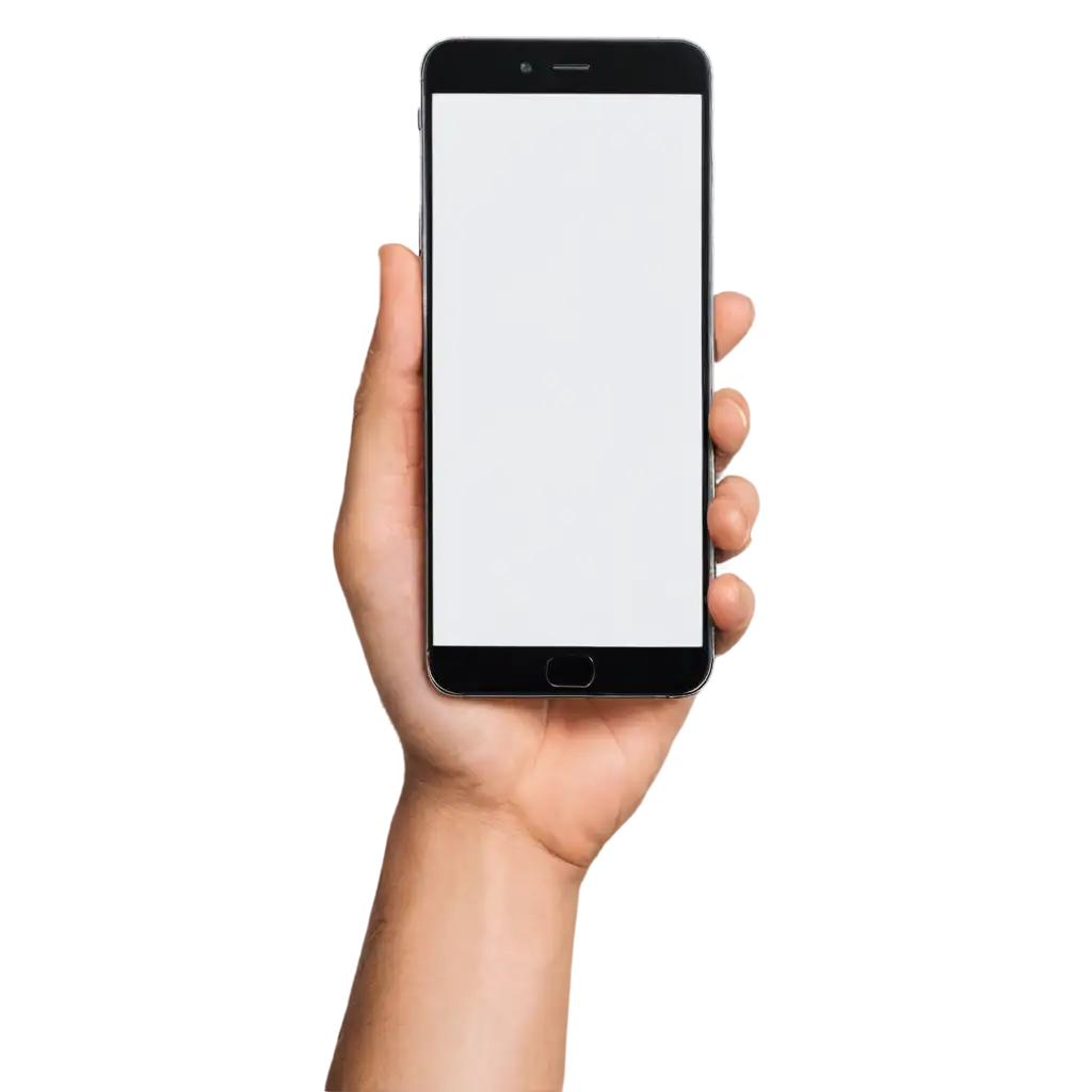 PNG-Image-of-a-Mans-Right-Hand-Holding-a-Phone-with-a-White-Screen