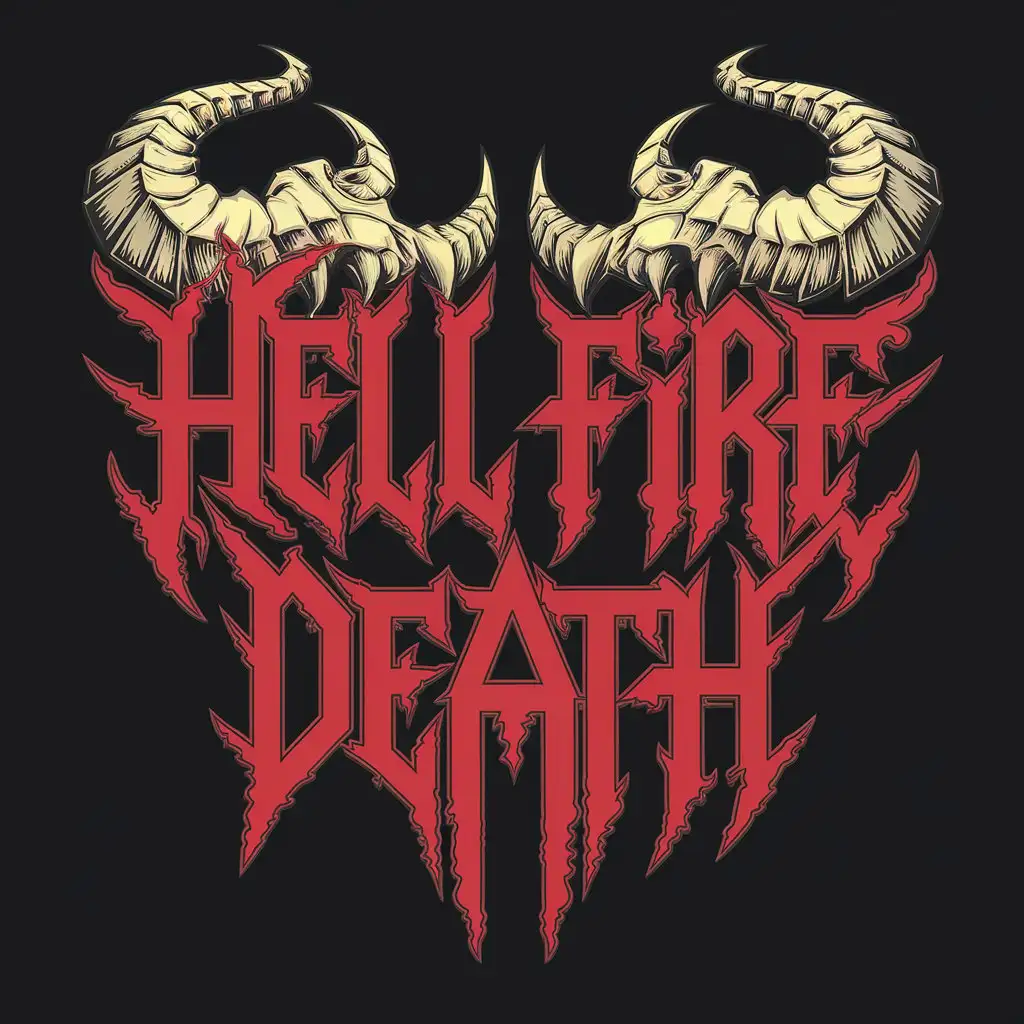 LOGO Design for Hell Fire Death Demonic Inscription with Black Background