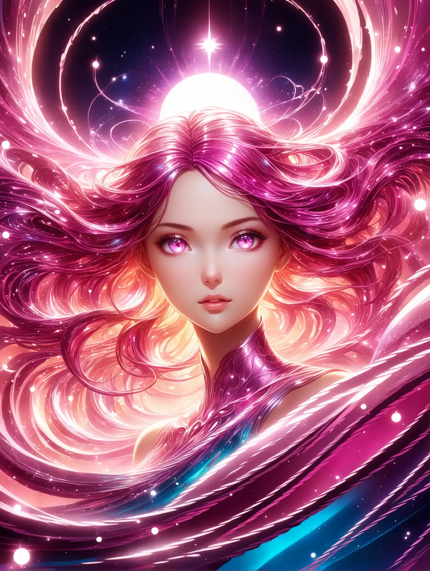 Futuristic-Anime-Character-with-Vibrant-Pink-Hues-and-Sparkling-Effects