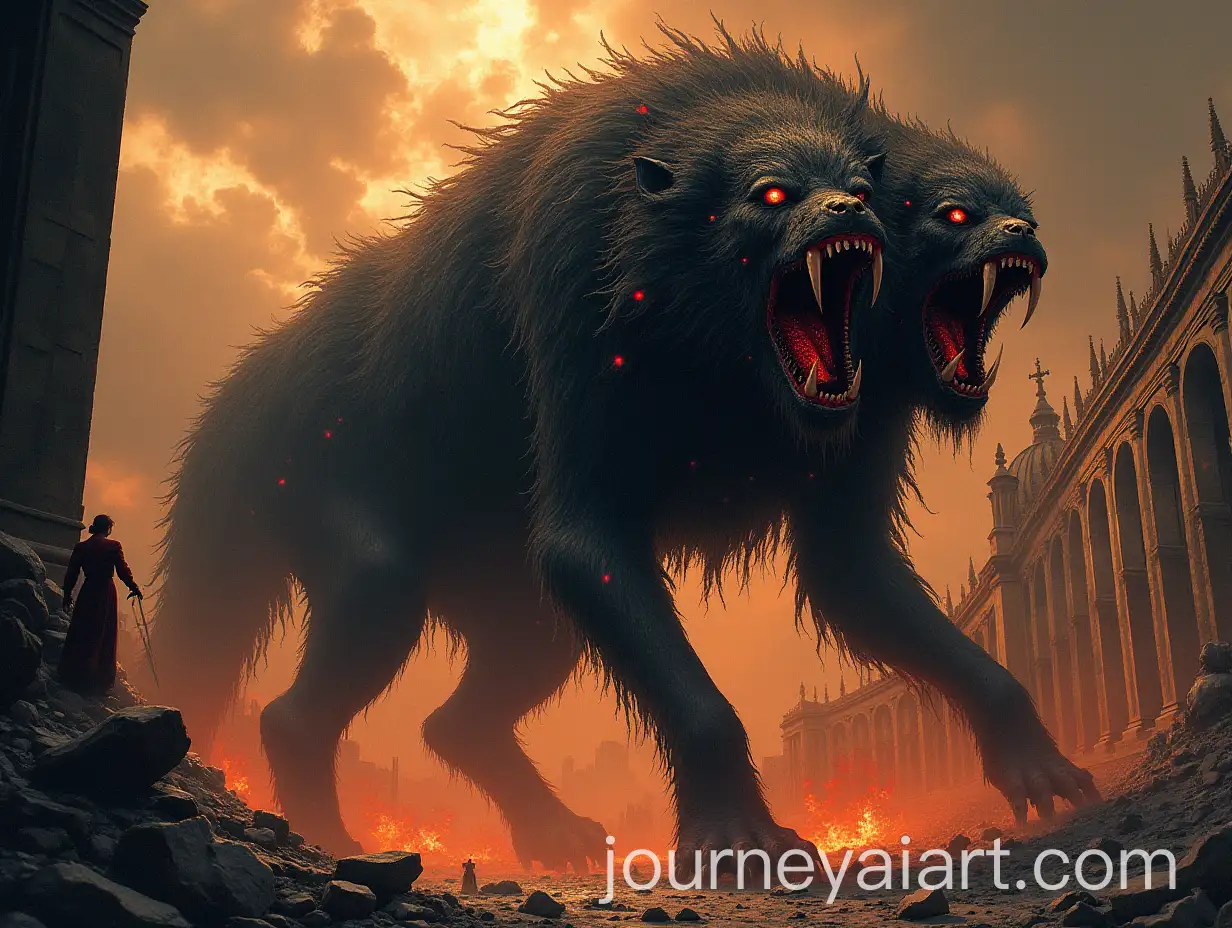 Nightmarish-Cerberus-Monster-Rampaging-Through-Ruined-Vatican-City