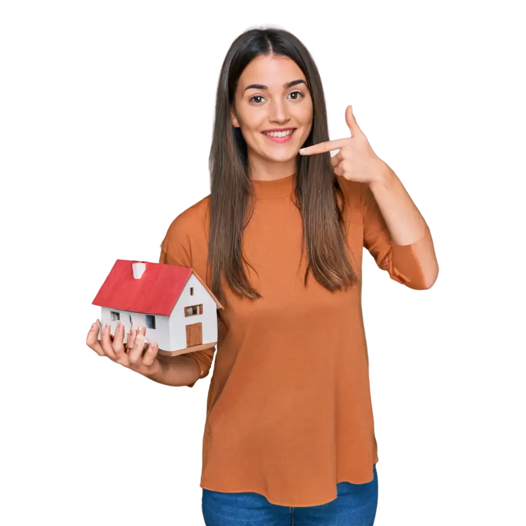 Smiling-Woman-Holding-Miniature-House-in-Her-Hand-PNG-Image-for-Enhanced-Clarity-and-Quality