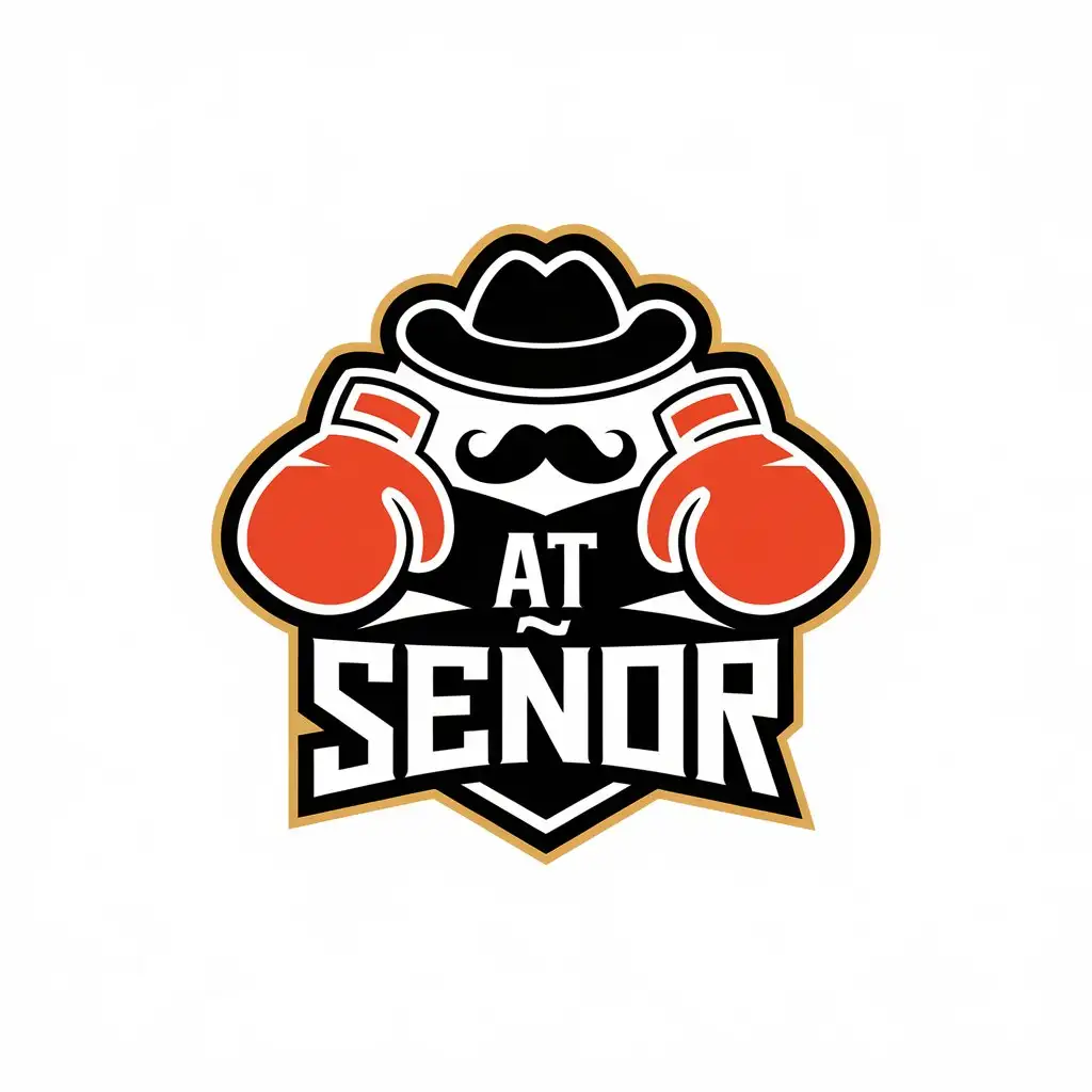 LOGO Design for AT SEOR Mustache Boxing Gloves with Clean Vector Design