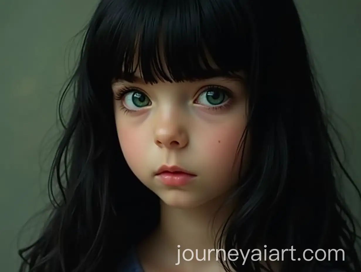 Portrait-of-a-Young-Girl-with-Long-Black-Hair-and-Emerald-Green-Eyes
