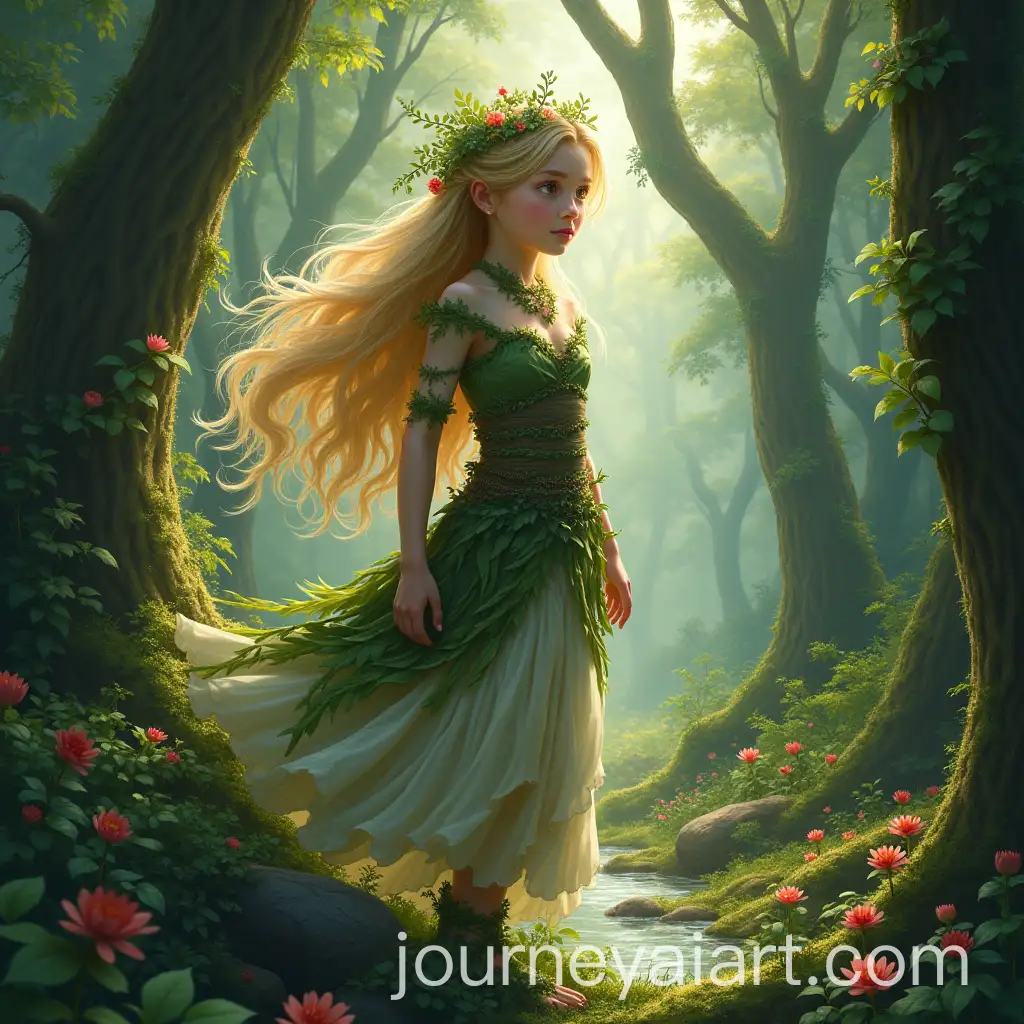 Mavka-of-the-Forest-Mystical-Girl-with-Flowers-and-Leaves-in-a-Lush-Forest-Setting