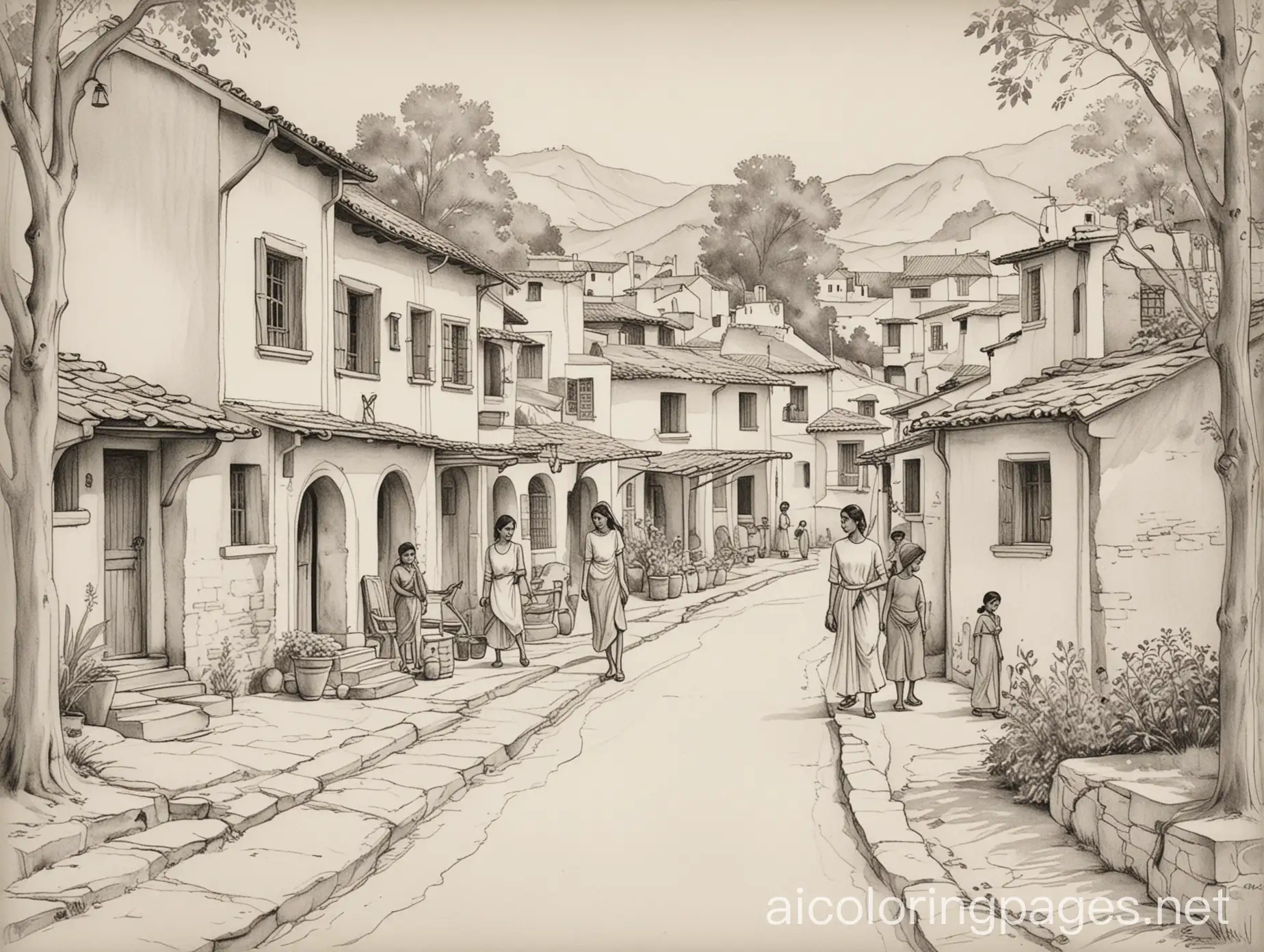 Amrita-SherGil-Village-Scene-Coloring-Page