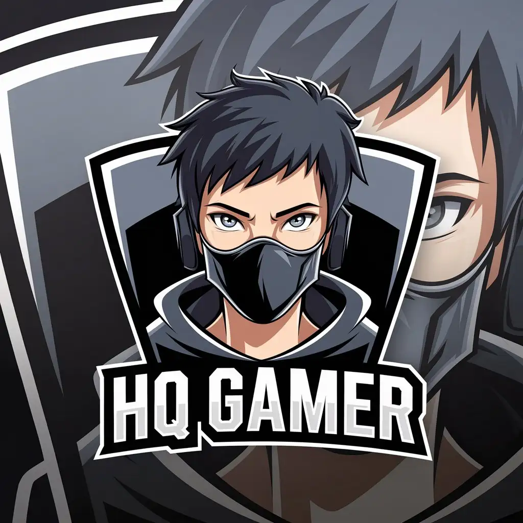 LOGO Design For HQ Gamer Anime Gamer Boy with Bleak Mask on Bleak Background