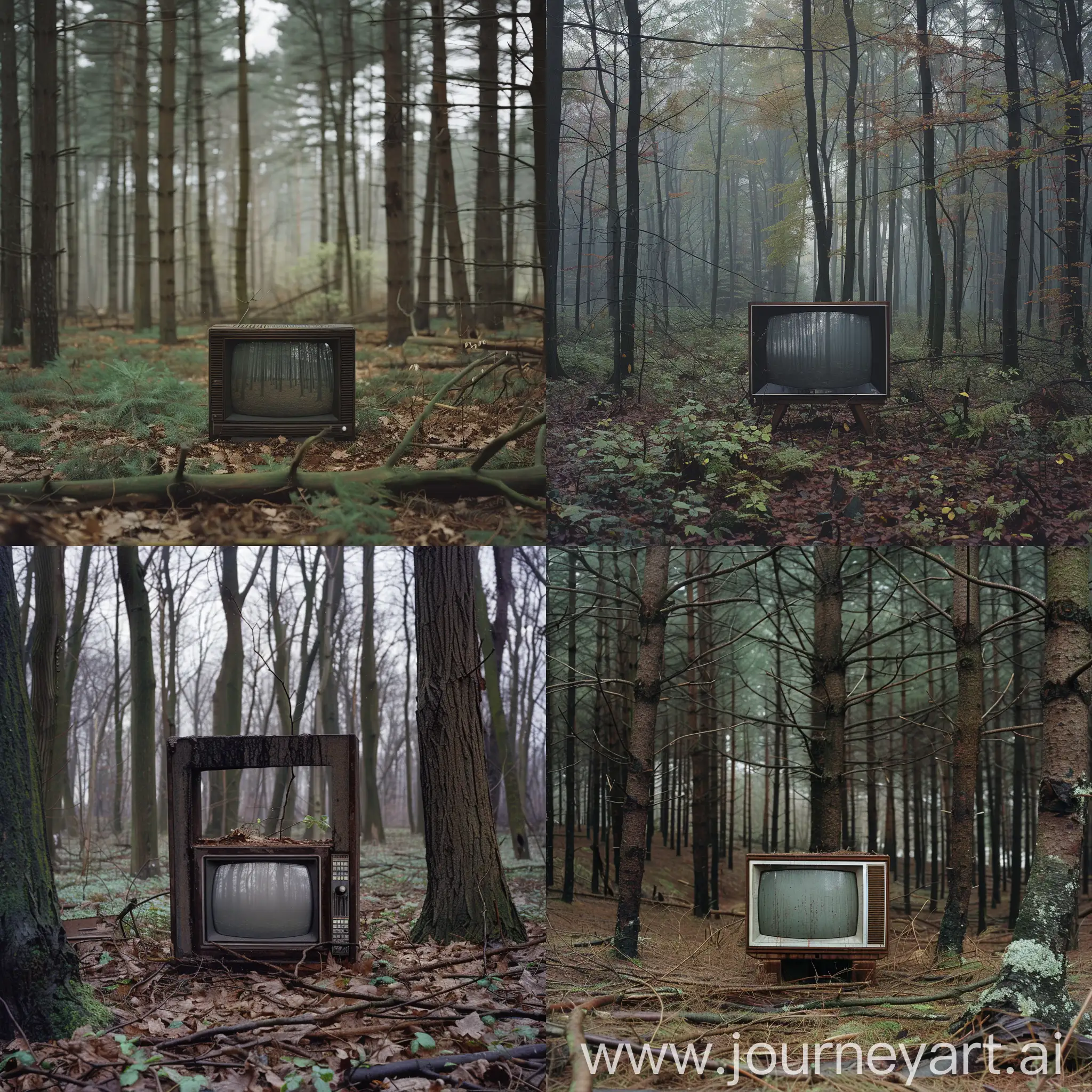 Empty-Television-in-a-Forest-Setting