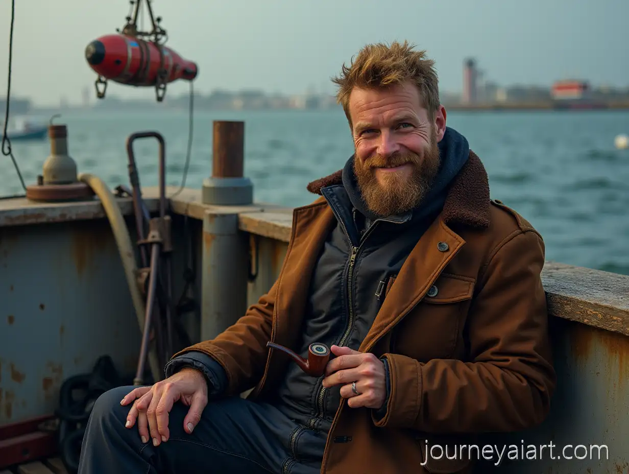 32YearOld-Norwegian-Seaman-andSeaman-scientist-at-dock-Sea-Biology-Scientist-at-Dock-with-Scientific-Submersible