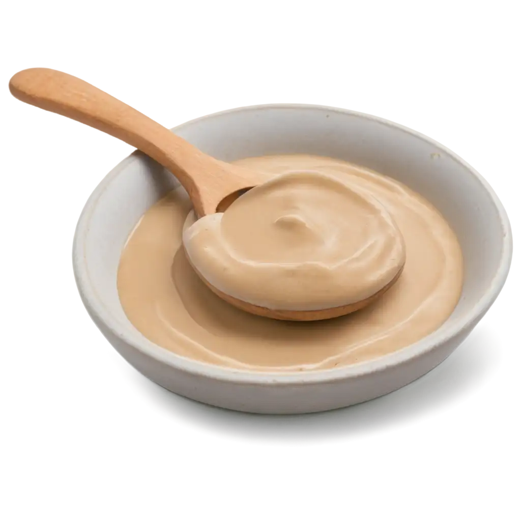 HighQuality-Tahini-Plate-with-Spoon-PNG-Image-for-Culinary-Designs