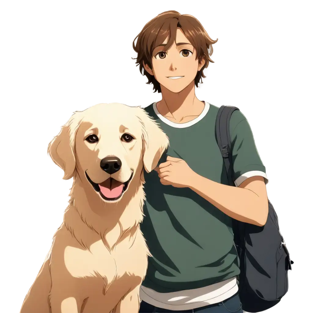 Cute-2D-Bubble-Anime-Man-Hugging-a-Golden-Retriever-PNG-for-Quality-Graphics