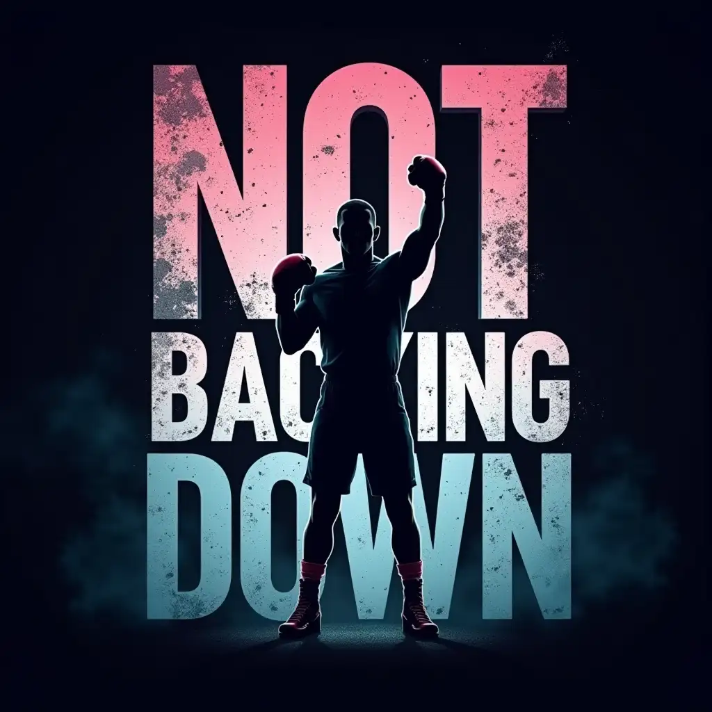 AI-Image-Prompt-ExpansionInspirational-NOT-BACKING-DOWN-Design-with-Boxing-Glove-and-Cancer-Awareness-Theme