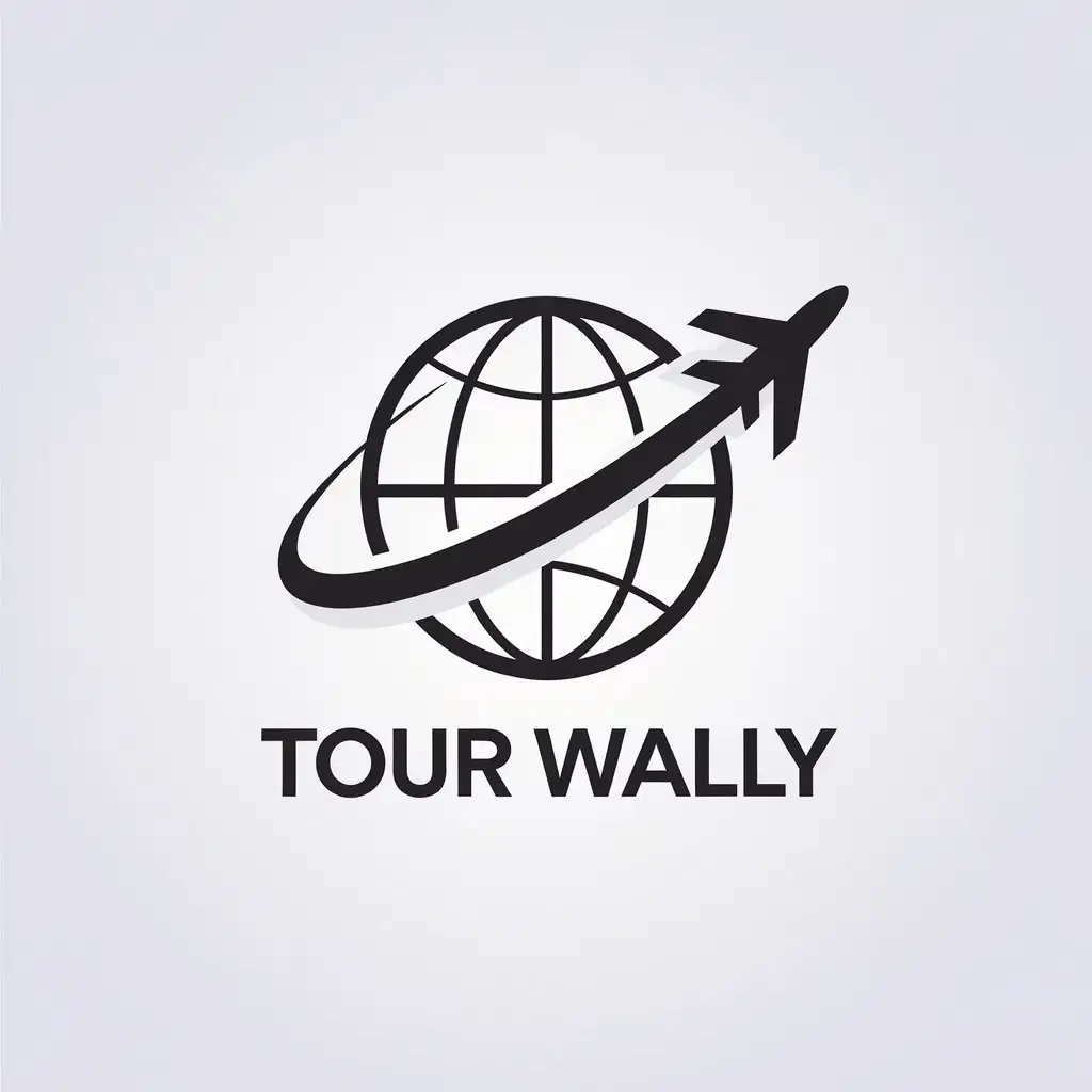 LOGO Design for Tour Wally Airplane Flying Around Globe in Minimalistic Style for Travel Industry