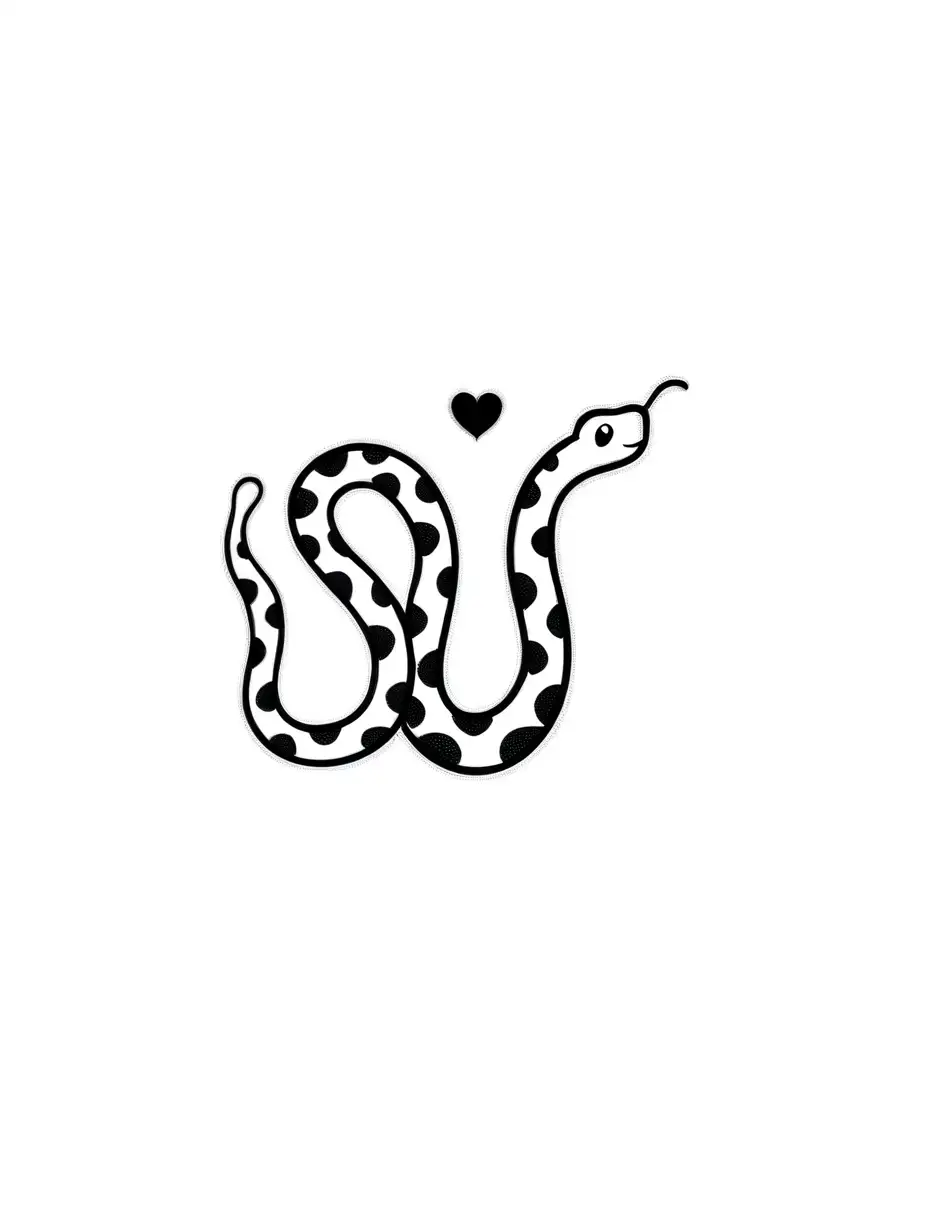 Snake Sketch with Heart Patterns