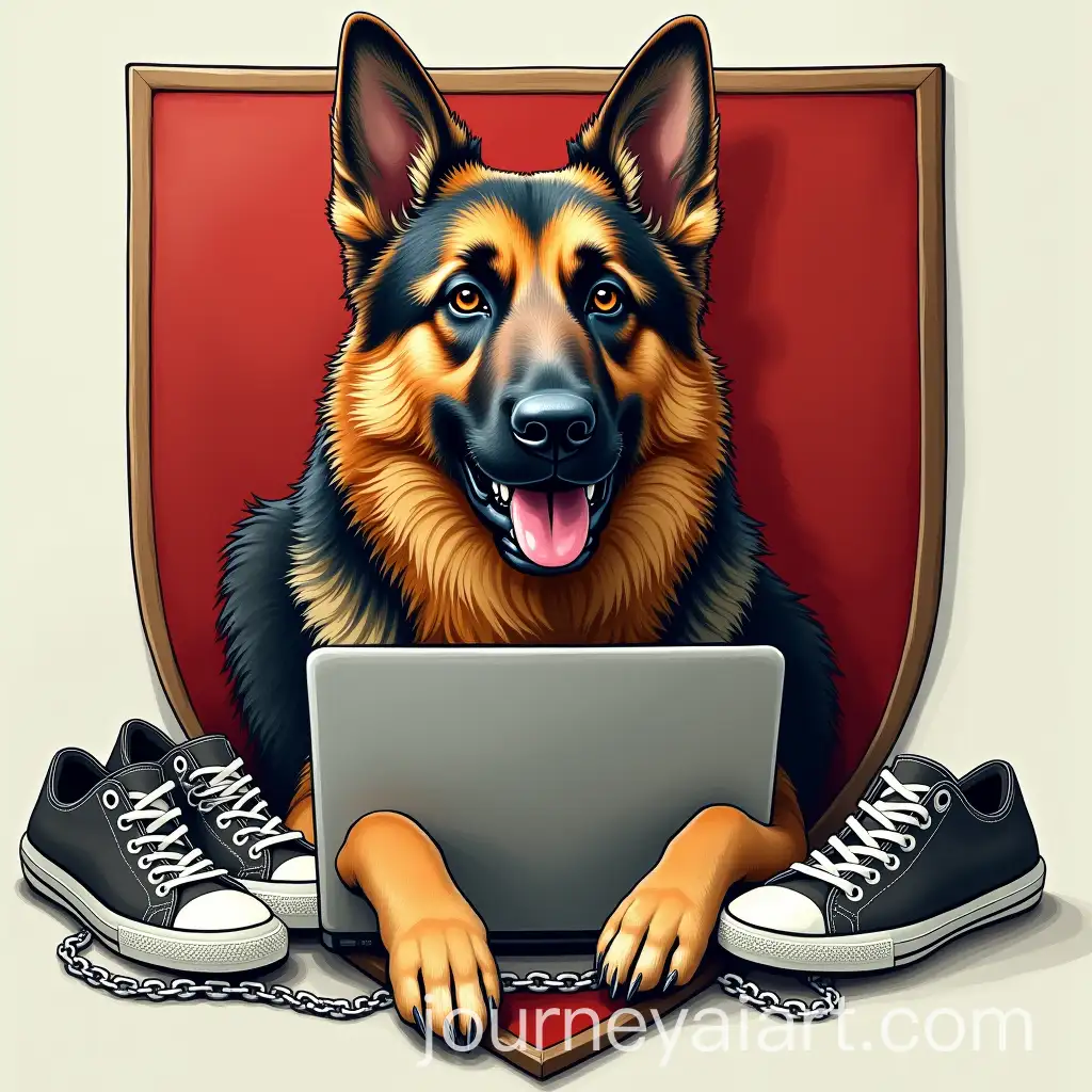Coat-of-Arms-with-German-Shepherd-Laptop-Chain-and-Sneakers