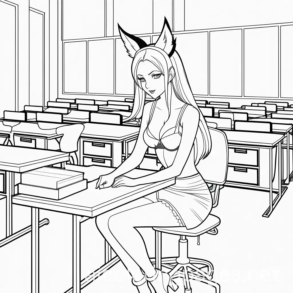 Young-Girl-in-Classroom-with-Gothic-Punk-Style-Outfit-and-Wolf-Ears