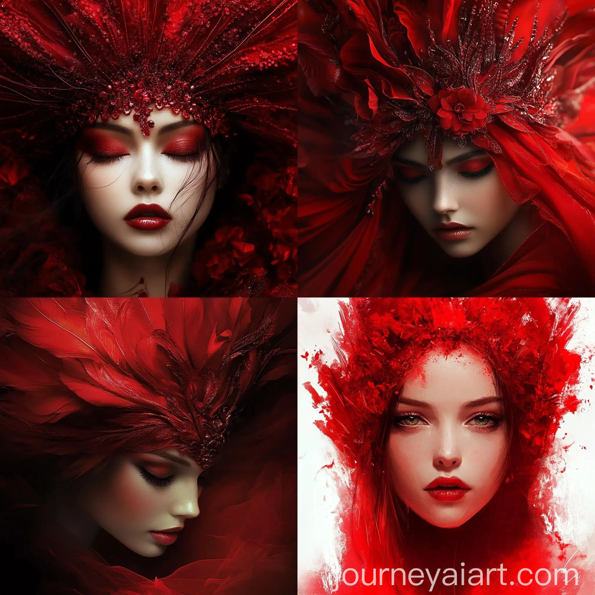 Portrait-of-a-Beautiful-Woman-with-Red-Headpiece