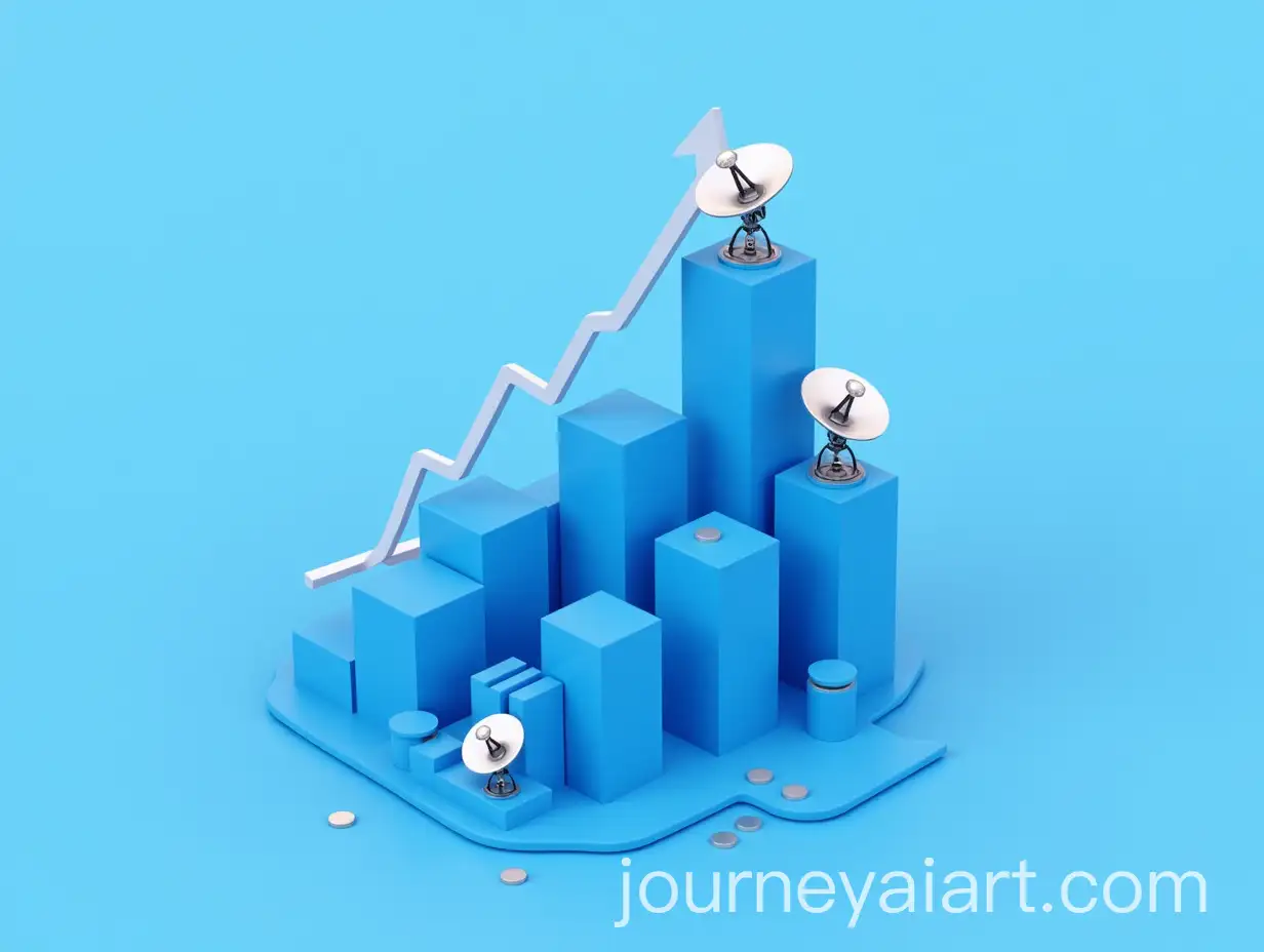 Futuristic-3D-Bar-Graph-with-Blue-Geometric-Shapes-and-Metallic-Satellite-Dishes