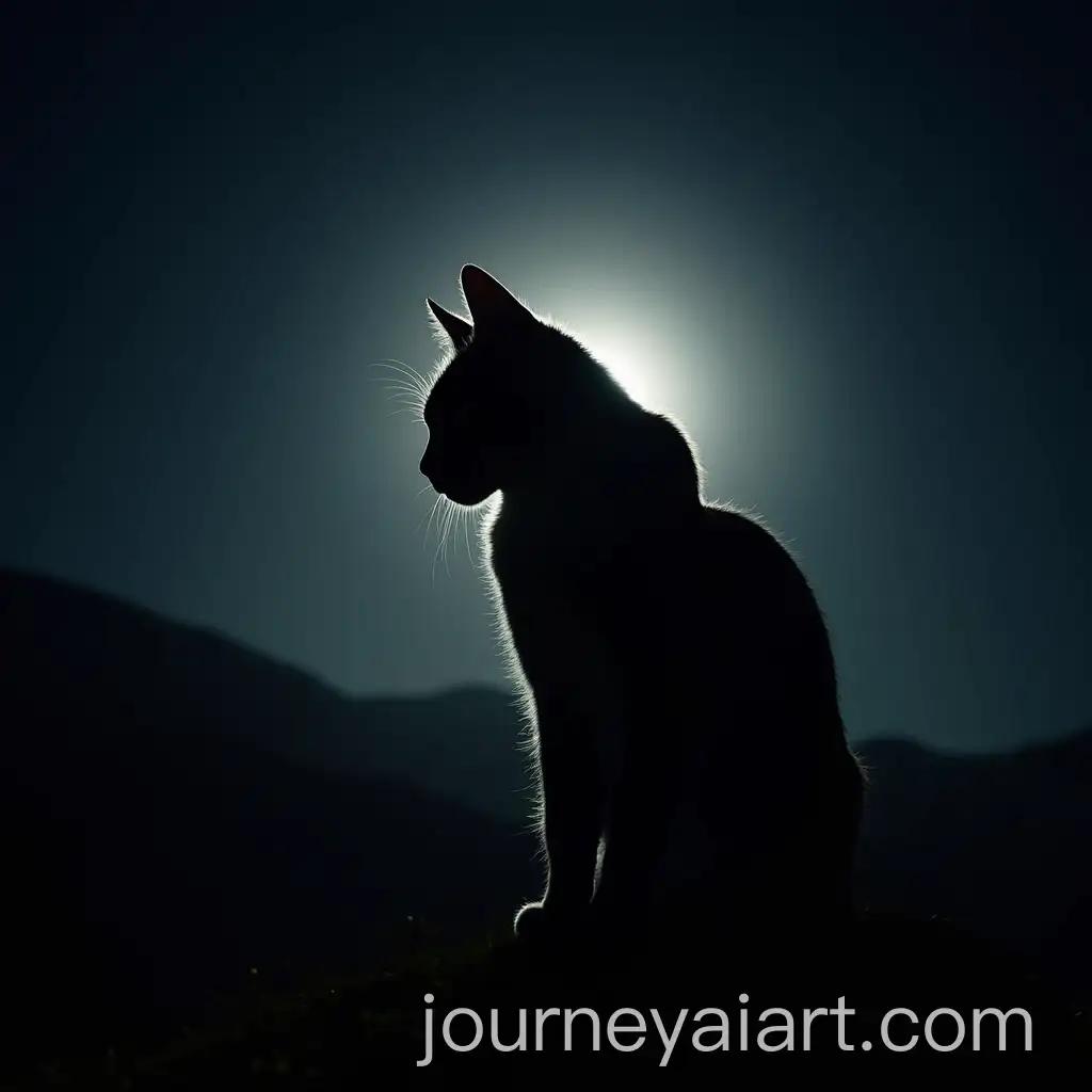 Midnight-Silhouette-of-a-Cat-Against-a-Starry-Sky