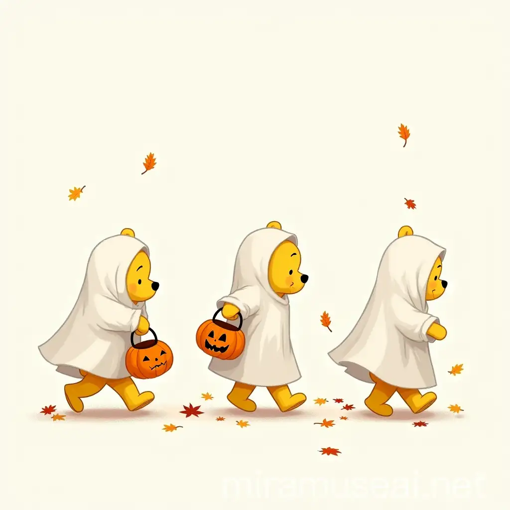 Winnie the Pooh Ghosts TrickorTreating with Pumpkin Buckets