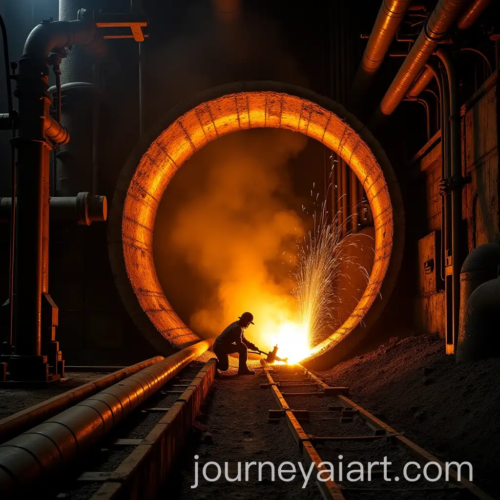 Steel-Plant-Boiler-Engineers-at-Work-Panoramic-Shot-with-Yellow-Halogen-Light