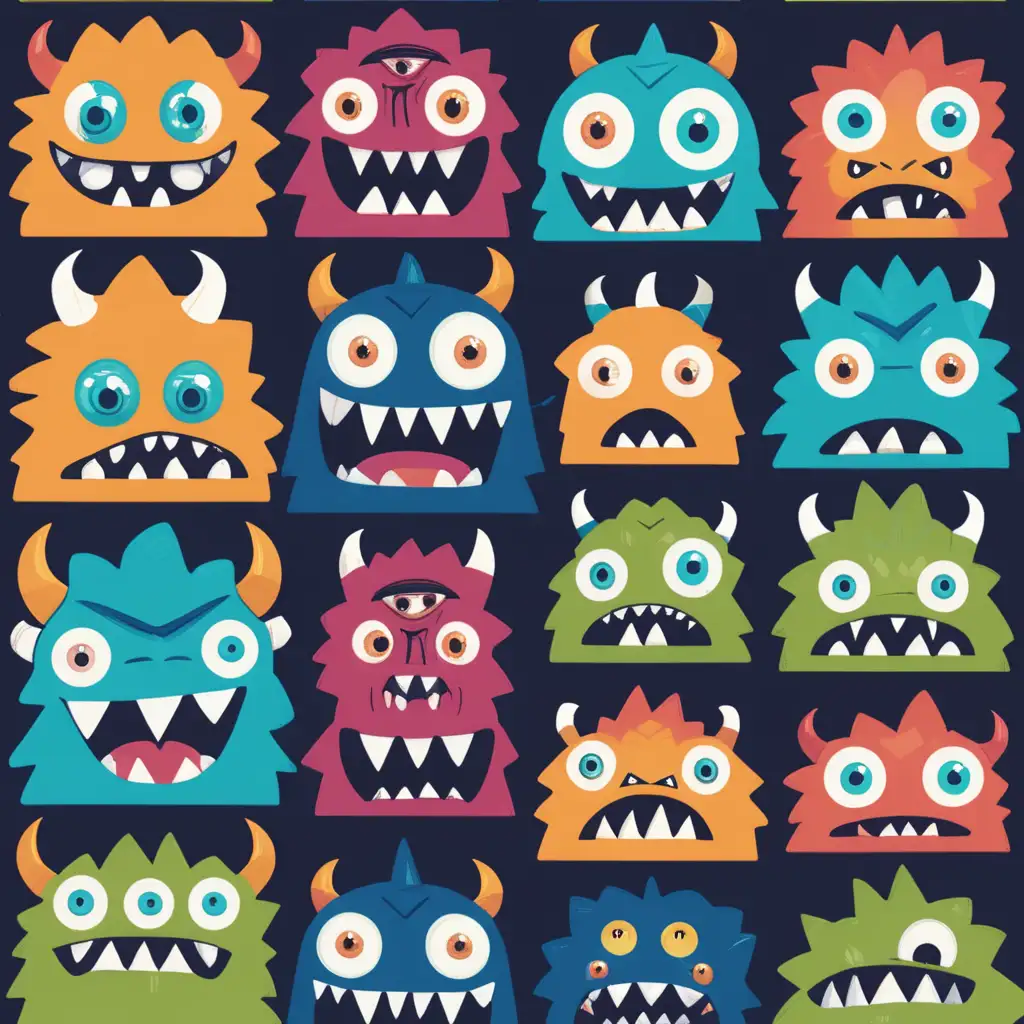 Colorful Monster Faces for Halloween Decorations