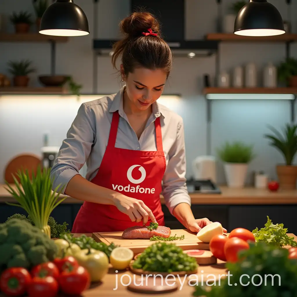 Expert-Demonstrating-Healthy-Meal-Prep-in-Modern-Kitchen-with-Fresh-Ingredients-and-Vodafone-Branding