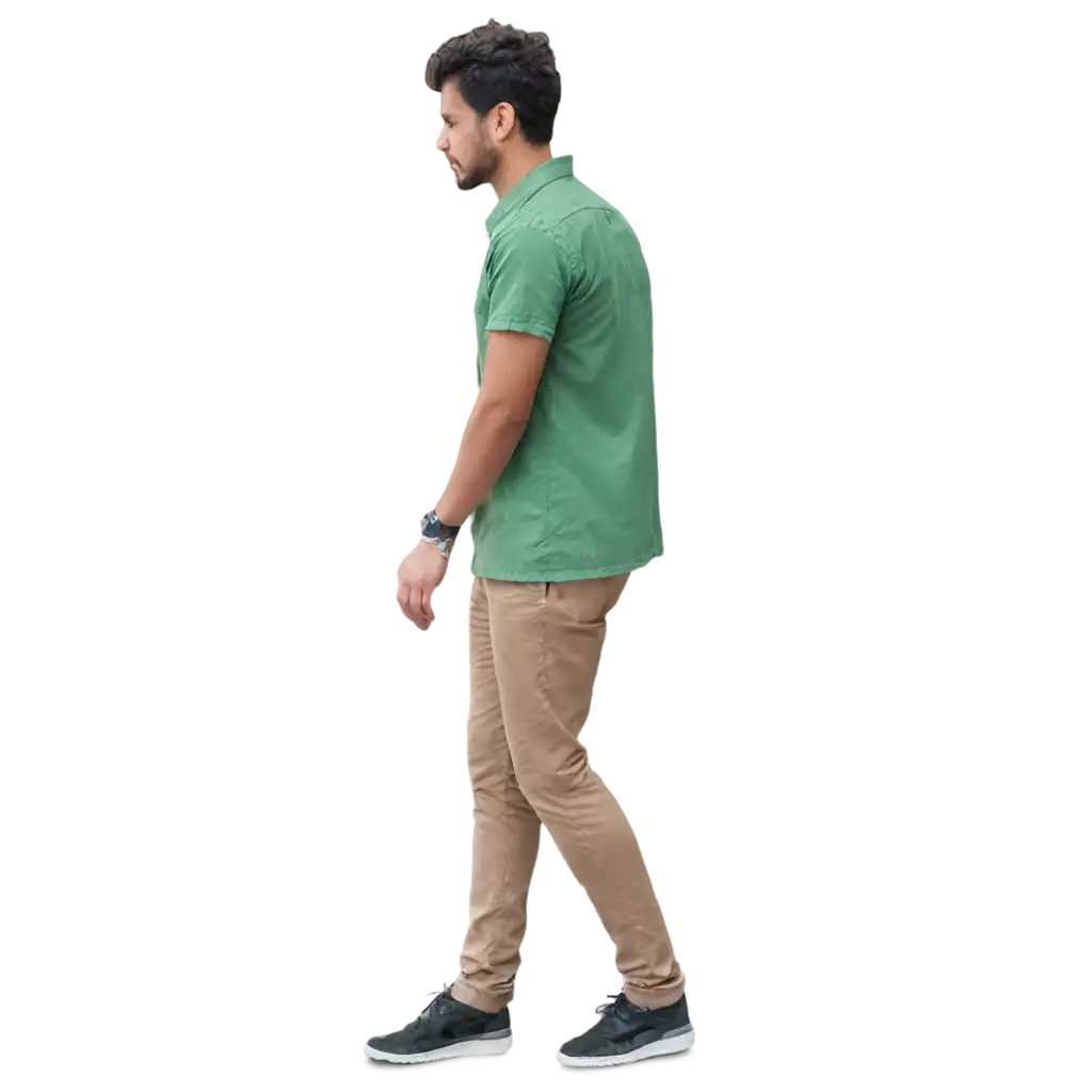 PNG-Image-of-a-Male-Walking-in-a-Green-Shirt-for-Versatile-Design-and-Visual-Appeal