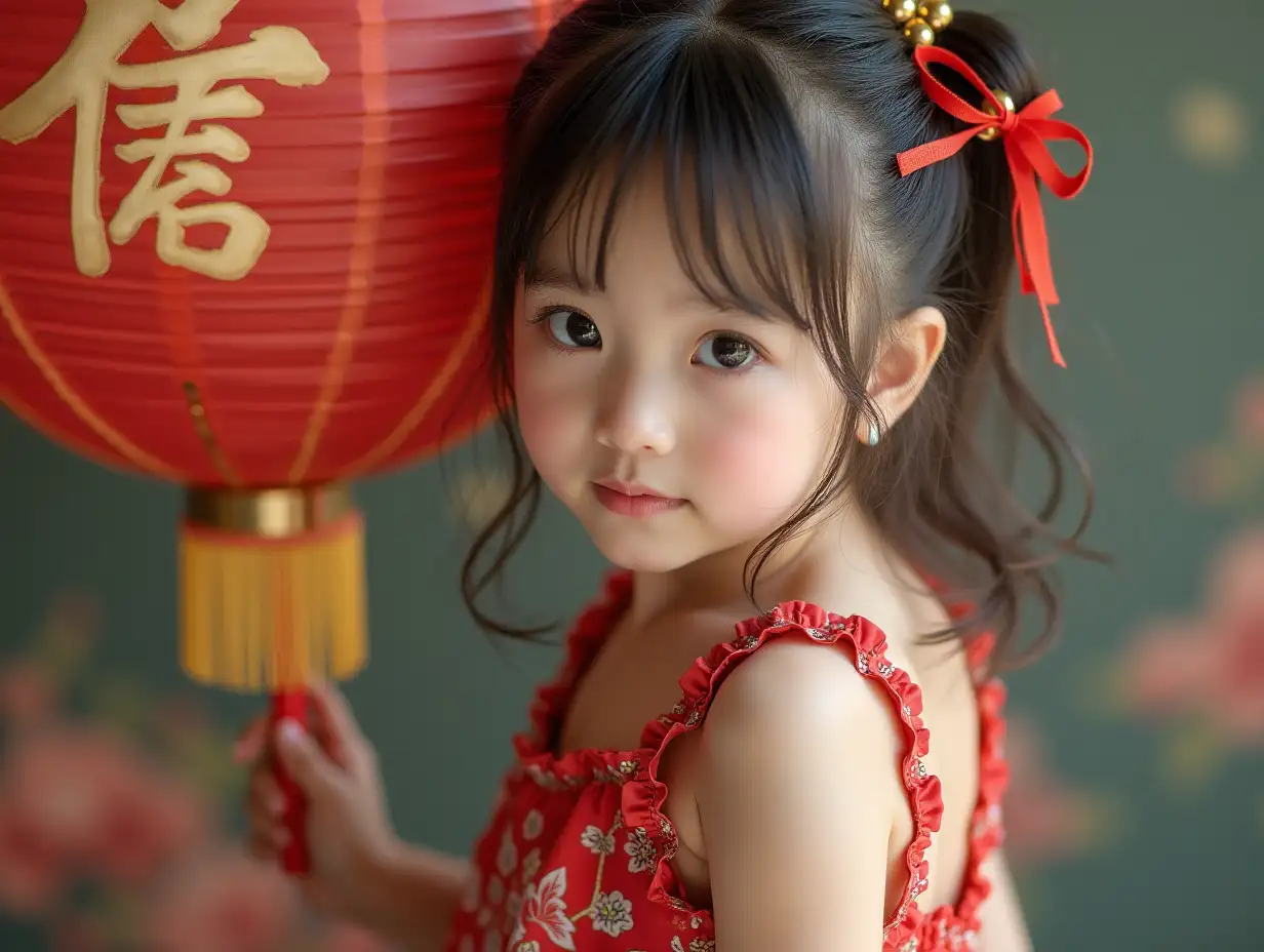 a Chinese girl in a one-piece dress