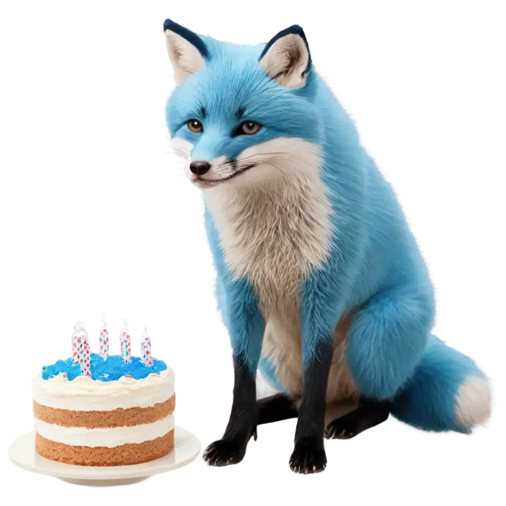 PNG-Image-of-Blue-Arctic-Fox-Eating-Cake-AI-Art-Prompt-Engineers-Creation