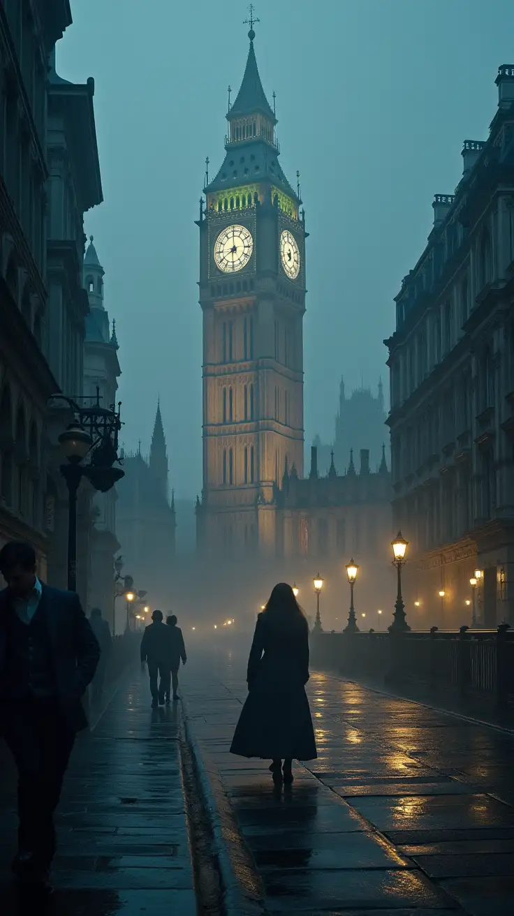 Create an image of London in a mysterious magical way.