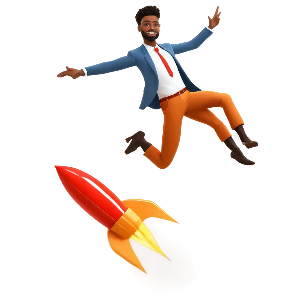 HighQuality-PNG-Image-of-a-Happy-Black-Entrepreneur-Flying-Above-a-Rocket-Symbolizing-Business-Success-and-Growth