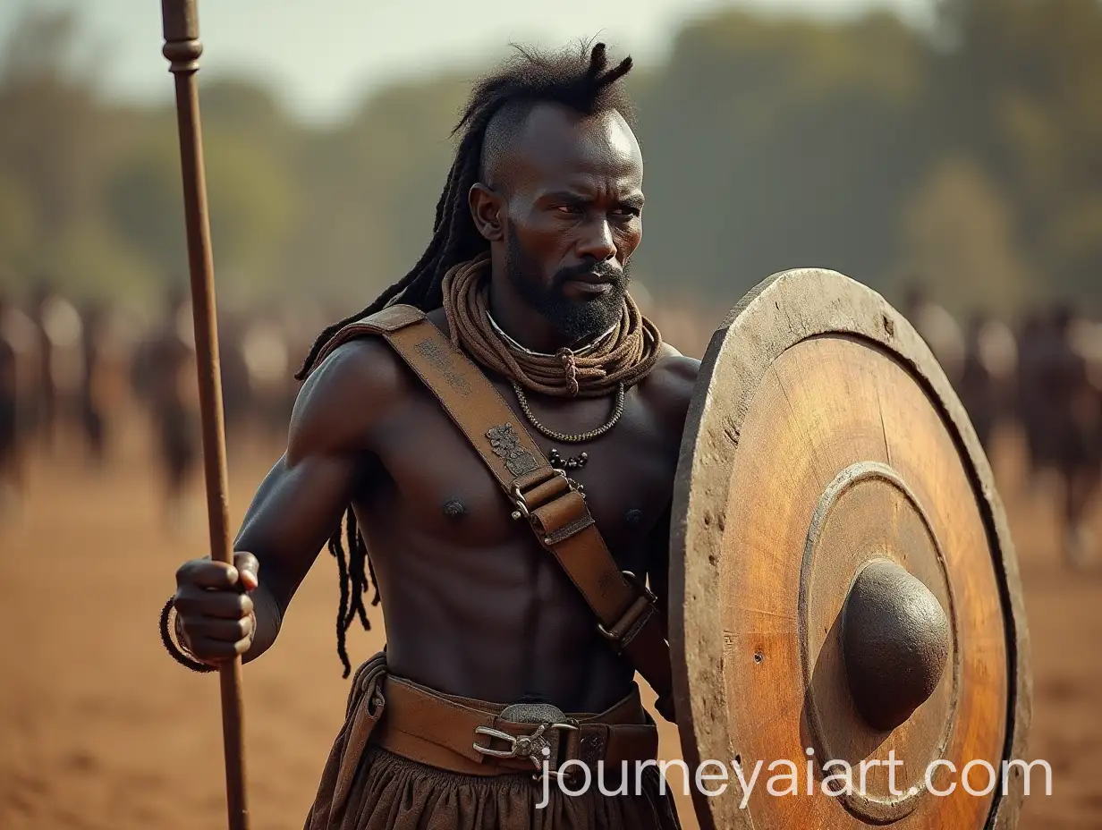 Zulu-Warrior-Holding-Shield-and-Spear-in-Traditional-Battle-Stance