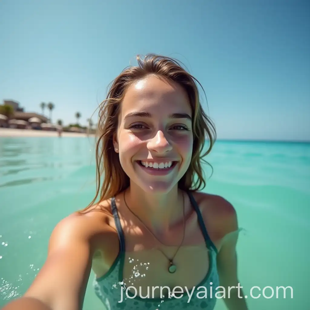Teenage-Israeli-Girl-Taking-a-Selfie-in-Water