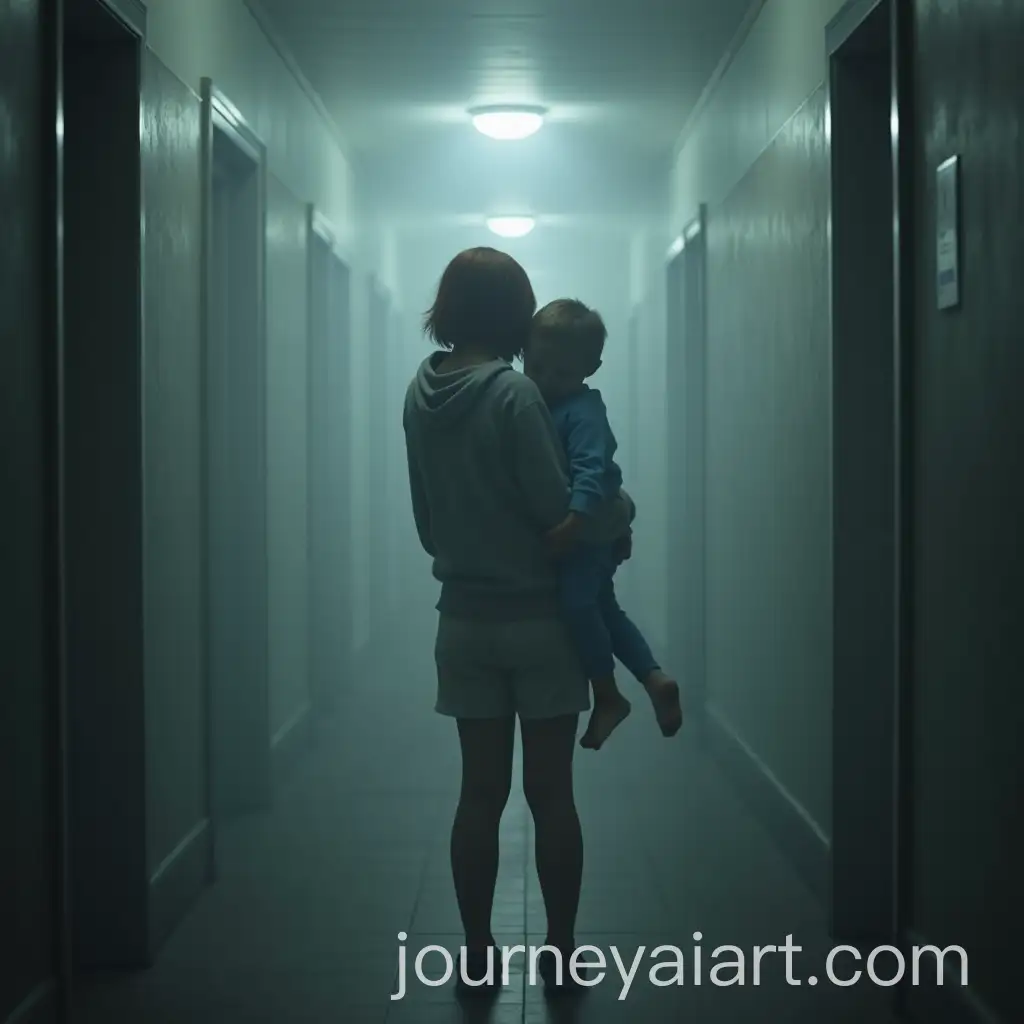 Young-Girl-Carrying-Unconscious-Boy-in-Foggy-Hallway