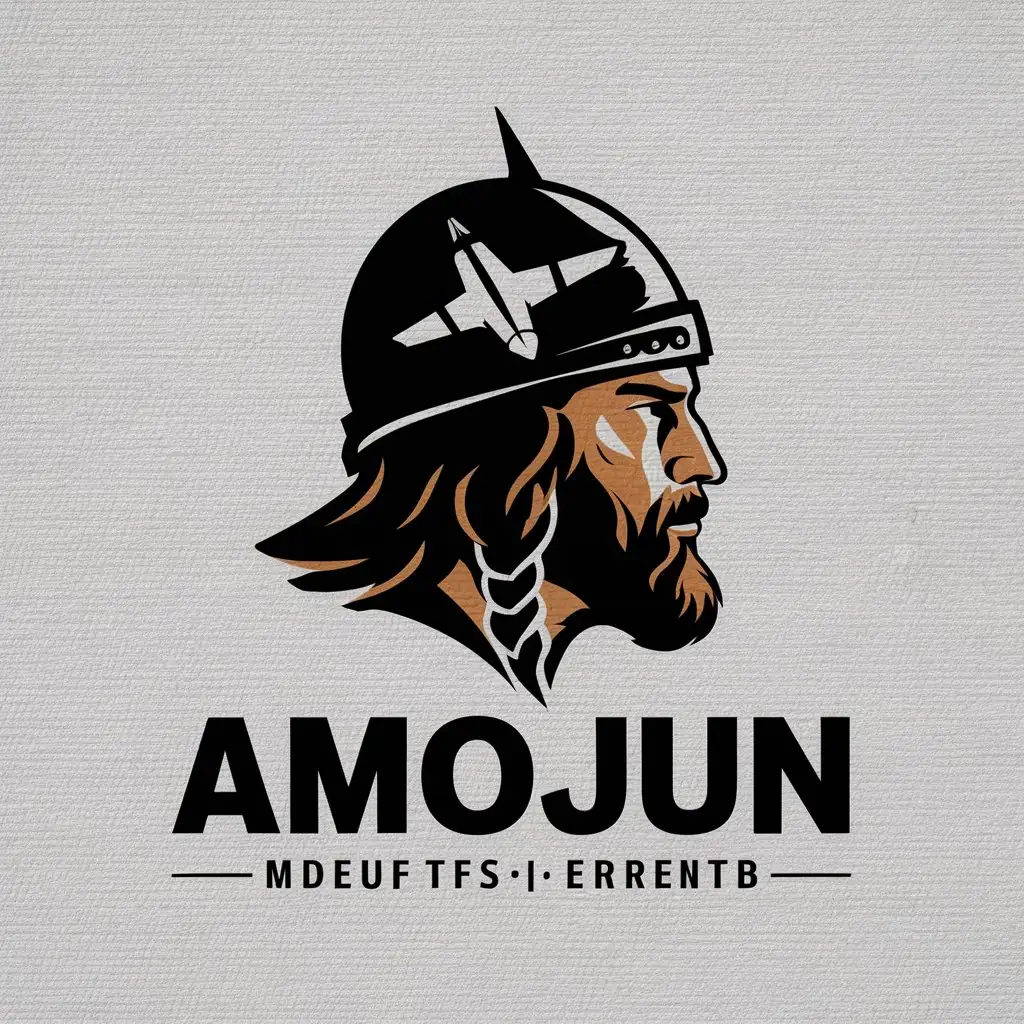 LOGO Design For Amojun VikingCowboyBusiness Man Warrior with Airplane Helmet Engraving